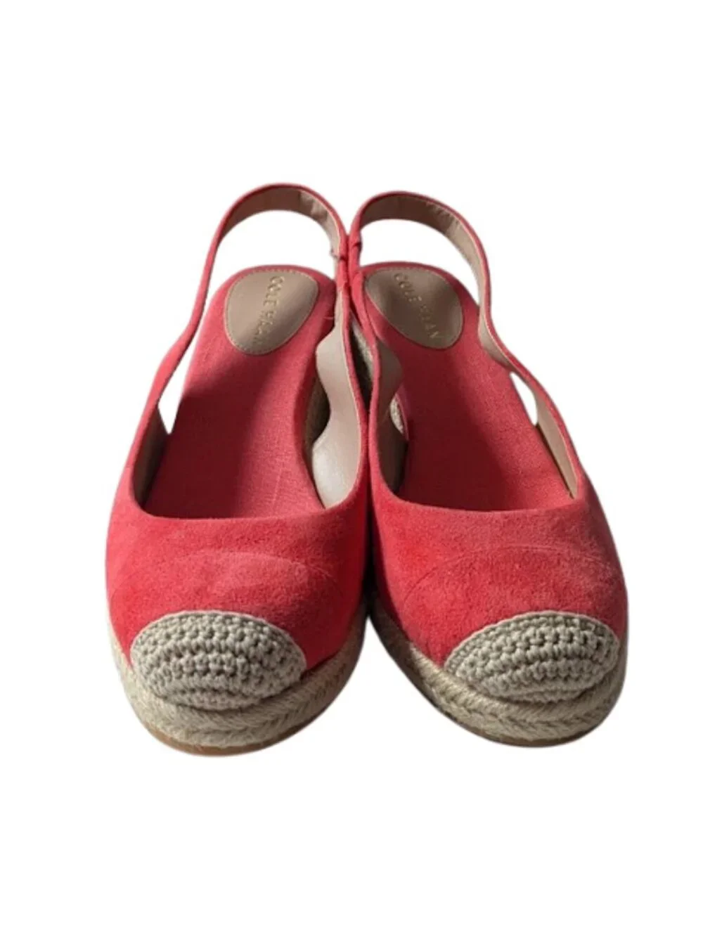 Cole Haan Orange Red Suede Ankle-Strap Espadrille Wedge Slingback Sandal Size 9